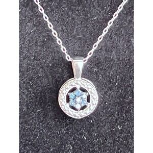 NEW .15 CT BRILLIANT FANCY BLUE NATURAL DIAMOND NECKLACE (593)